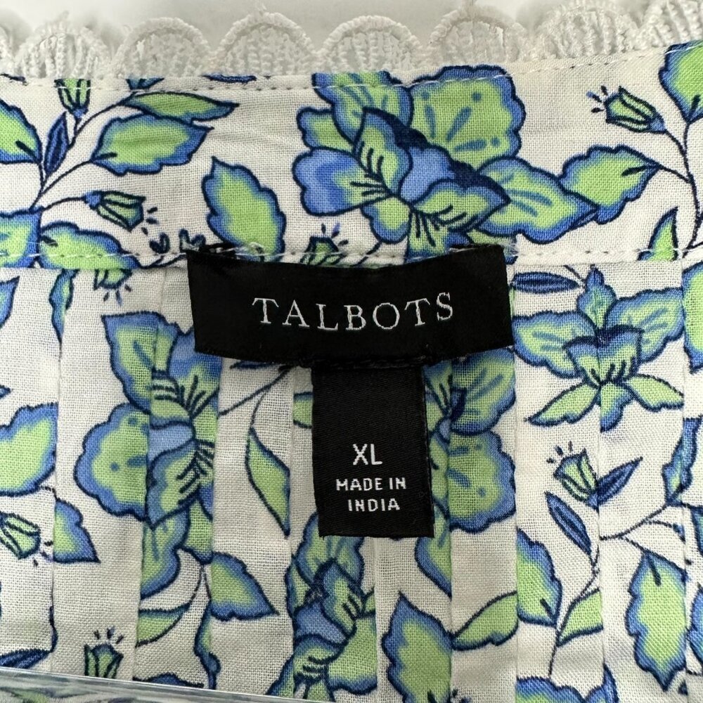 Talbots Lace Trim Top Floral Sz XL Petite Button‎ Up - Picture 4 of 11